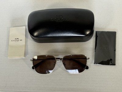 New Authentic Coach Aviator Sunglasses Light Gold Brown Gradient HC 7137 950573