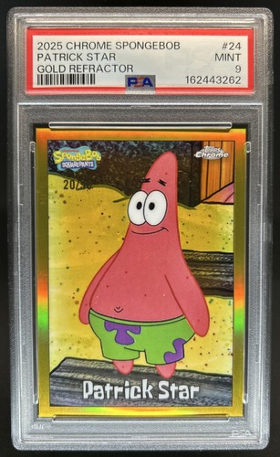 2025 Topps Chrome SpongeBob Squarepants Patrick Star Gold Refractor #/50 PSA 9