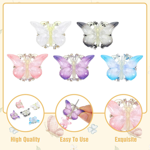 5 PCS Butterfly Focal Beads for Pens, Gradient Rhinestone Beads Pen Making Kit f - Picture 3 of 12