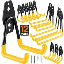12 Pack Heavy-Duty Garage Hooks with Anti-Slip Coating for Ultimate Organization