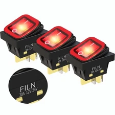 3Pcs 4 Pin Boat Marine Waterproof On Off DPST Rocker Switch Toggle Switch 30A...