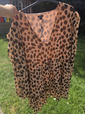 LOVELY LADIES BOOHOO TIERED FRILL SKATER DRESS UK PLUS SIZE 28 LEOPARD BRAND NEW