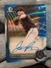 2022 bowman draft Jared Poland Blue Wave Auto 112/150 Miami Marlin
