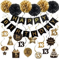 BRT Bearingshui Happy 13th Birthday Hanging Swirls Streamers Decoration, Happ...