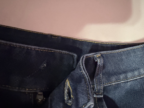 Pantalones de mezclilla Halara de pierna ancha para mujer pequeños holgados elásticos tiro alto *DEFECTUOSOS - Imagen 8 de 10