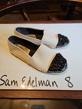 Sam Edelman Canvas Size 8 Rhinestone Cap Toe Espadrille Flats Shoes