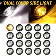 3/4" Trailer White Amber Side LED Clearance Lights Marker Dual Color Waterproof