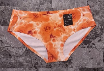 NWT ILYS I LOVE YOUR STYLE S ORANGE FLORAL SMOOTH BONDED NO SHOW HIPSTER PANTIES