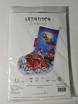Letistitch The Reindeers on their Way Christmas Stocking Cross Stitch Kit