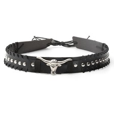 Black Leather Cowboy Hat Bands for Men Women - Western Hats Medium, 5