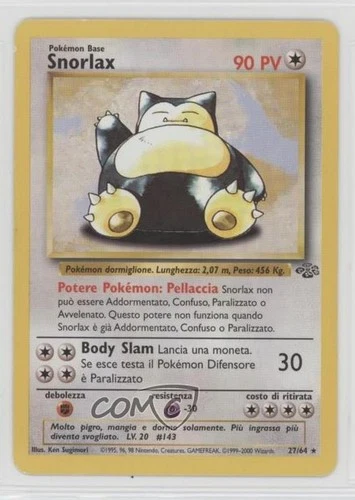 Snorlax Italian Pokemon Jungle #27 1999