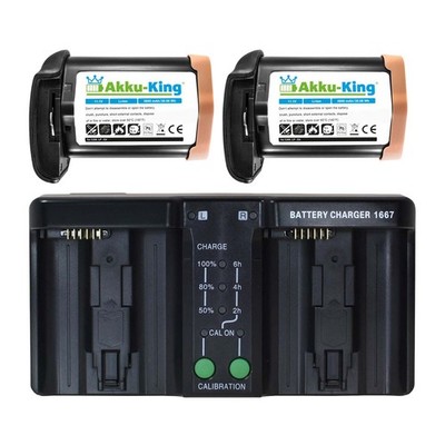 Duo Akku-Ladegerät für Canon LP-E4 LP-E4N BA-T10 BA-T20 + 2x LP-E4 3500mAh Akku