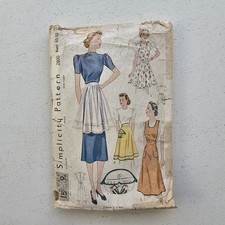 1930s Vintage B30-32" Simplicity 2800 Half Full Cocktail Apron Sewing Pattern