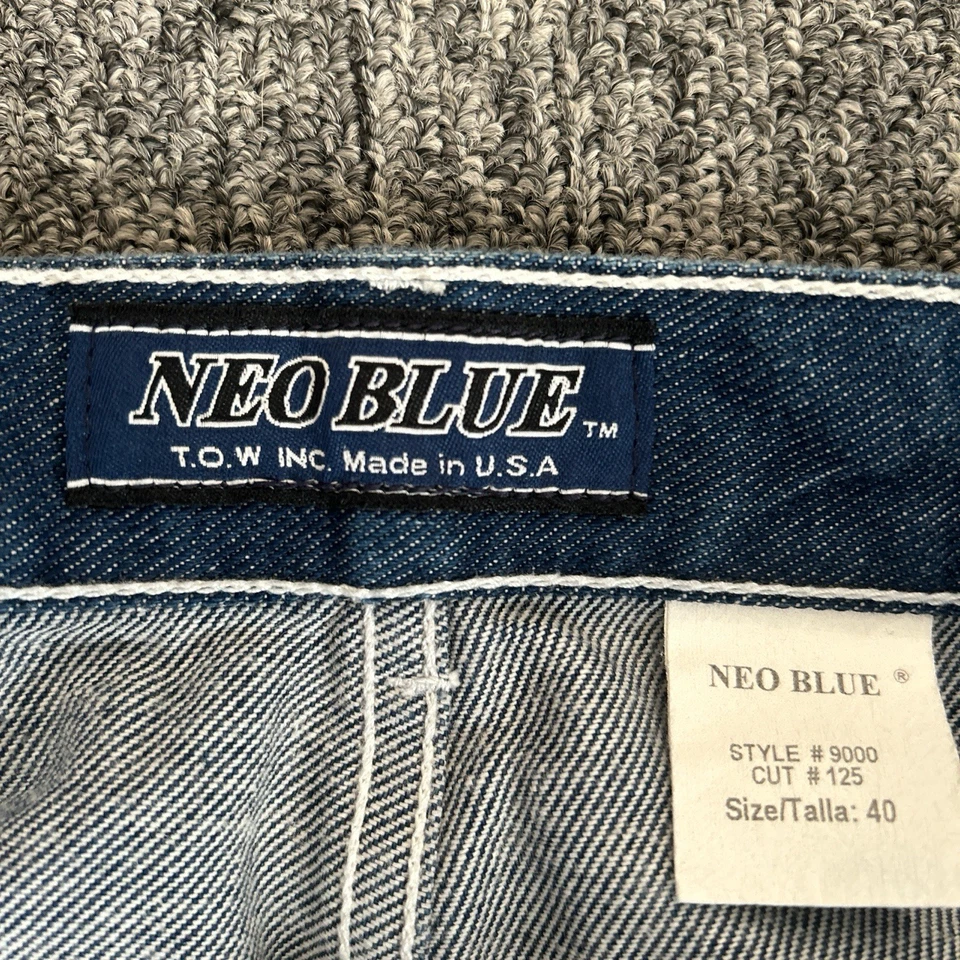 Pantalones de mezclilla vintage Y2K holgados hechos en EE. UU. Neo azul carpintero talla 38x32 Foto 2 de 4