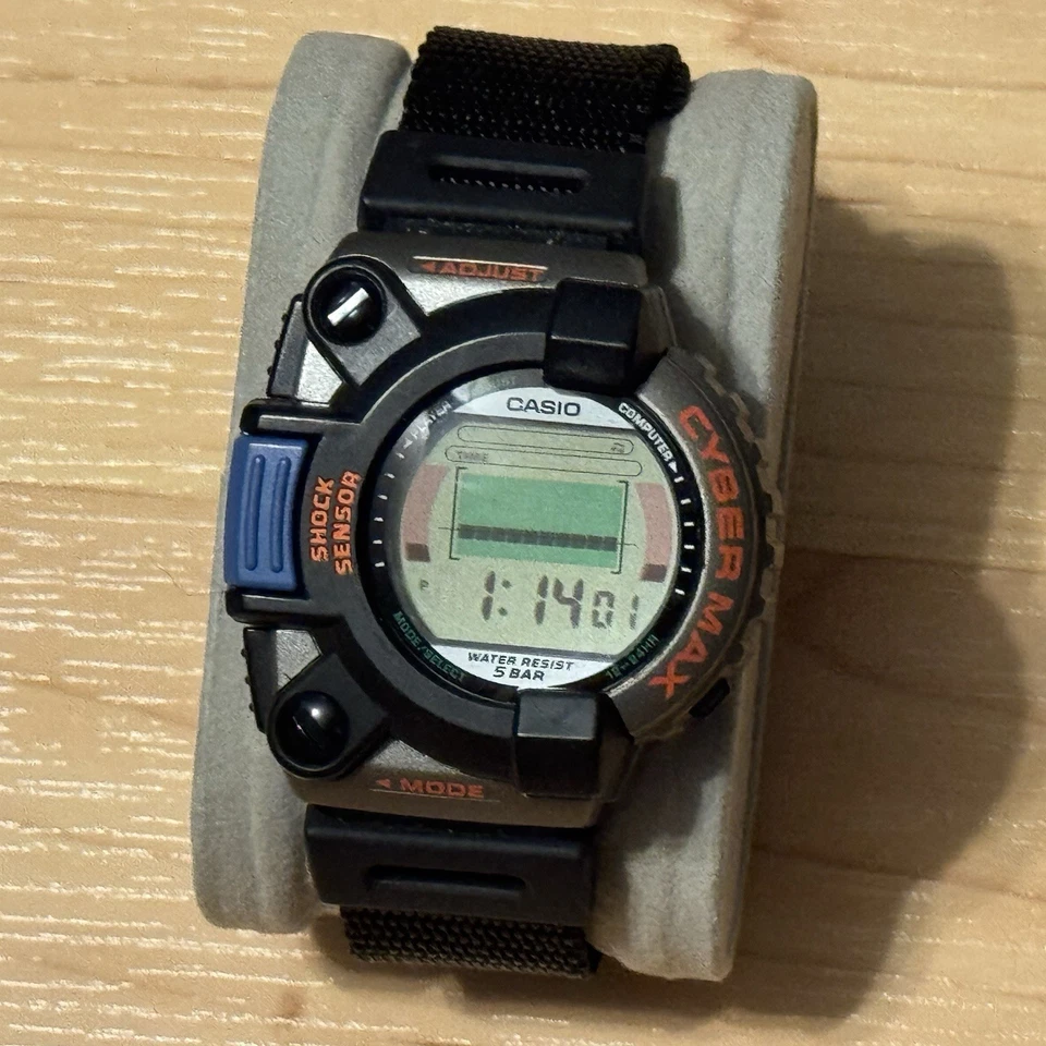 Orologio digitale Casio Cyber Max JG-300 Punch Force gioco raro vintage raro Cybermax - Immagine 3 di 4