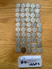 2 Rolls of 90% Silver Roosevelt Dimes, 100 coins 1950s, 1960s Lot #1,#2