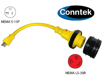 Conntek 15A to 30 Amp Marine Shore Power Pigtail w/ LED Power Indicator 17205 - Picture 1 of 1