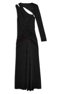 chinese dress ladies Topshop Twist Back Long Sleeve Satin Occasion Maxi Dress In Black