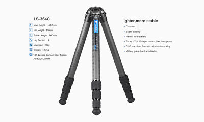 Leofoto LS-364C Pro Carbon Fiber Tripod with Bag and Feet Leofoto LS-364C Pro Carbon Fiber Tripod with Bag and Feet