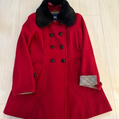Burberry Blue Label Women's Wool Coat w⁄Fur Red Size 34 (XXS