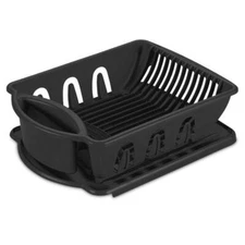 Brand New Sterilite 2-Piece Ultra Sink Tabletop Dish Rack Drainer Set, Black