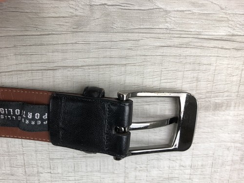 Perry Ellis Belt Black Portfolio Italian Calf Skin Cowhide 1” W Mens Size 32/80 - Picture 7 of 11