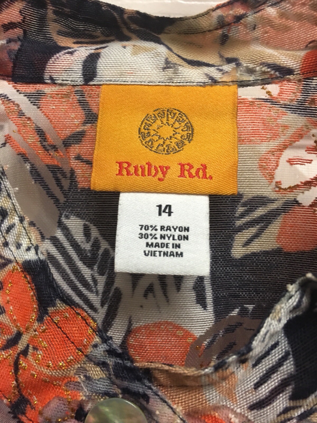 Ruby Rd Jacket Floral Orange Blue Button Front Wo… - image 4