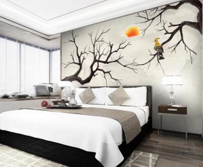 3D Black Branch Sun 46749NA Wallpaper Wall Murals Removable Wallpaper Fay