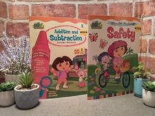 Vtg 2003 Dora The Explorer SAFETY  ADDITION AND SUBTRACTION Workbooks 2pc READ