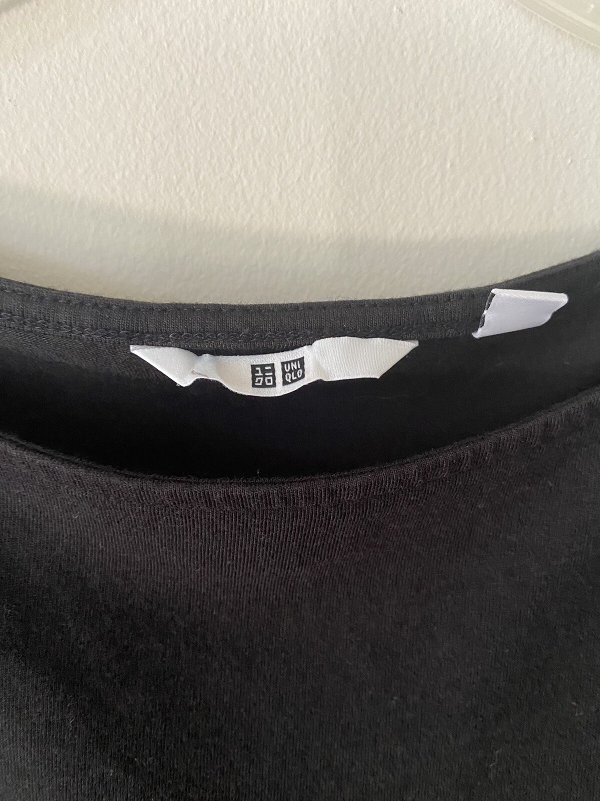 Uniqlo Womens XS T-shirt dress Short Sleeve Casual Short black weekend boho thumbnail 2