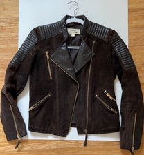 Mango Leather Jacket XS / Brown with Gold Hardware - Biker Style