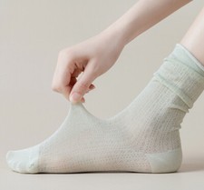 5 pairs of autumn ladies solid cotton breathable lightweight stockings