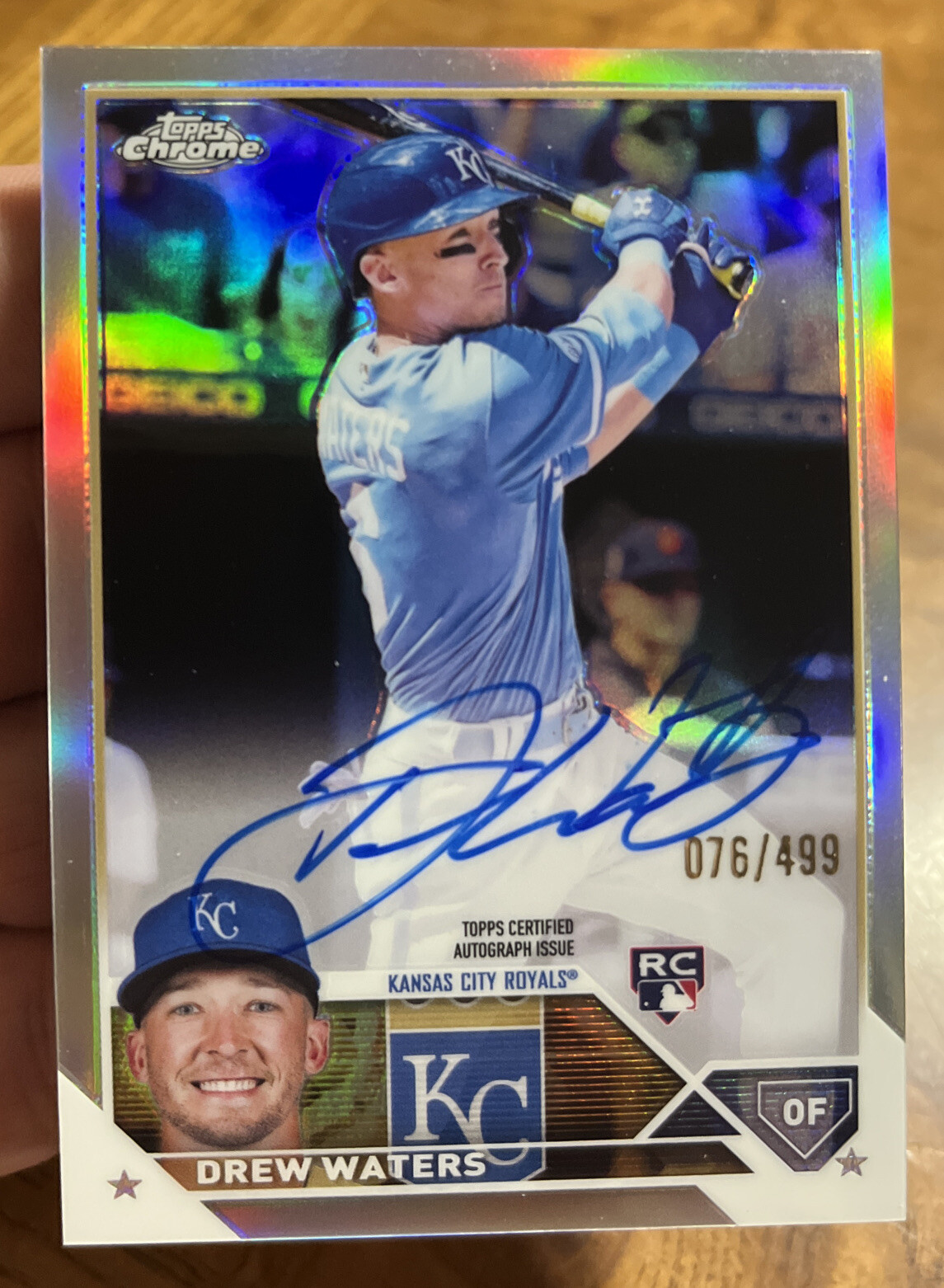 2023 Topps Chrome Drew Waters Rookie Auto Autograph Refractor #/499 Royals RC SP