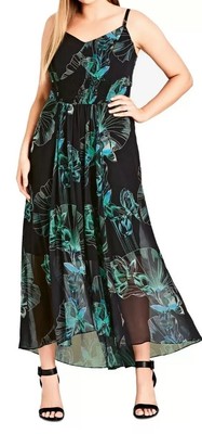 city chic green floral dress