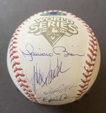 YANKEES CORE 4 SIGNED 2009 Ws Baseball Derek JETER RIVERA Posada   Auto Steiner