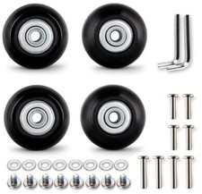 50mm Set of 4 Luggage Suitcase Replacement Wheels Rubber Trolley Case Wheels ...