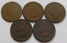 1878/85/86/94 + 1909 Indian Head Cents, Five Penny 1C coins