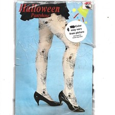 New Halloween Pantyhose Black w/Spider Theme, One Size, 100 Nylon