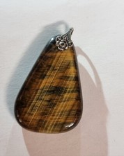 Tigers Eye Pendant 925 Silver Necklace Rolling Flash Sterling Silver/Brass 