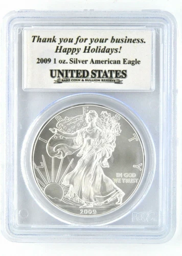 2009 American Eagle Silver $1 Dollar Coin Certified PCGS Bullion Happy Holidays