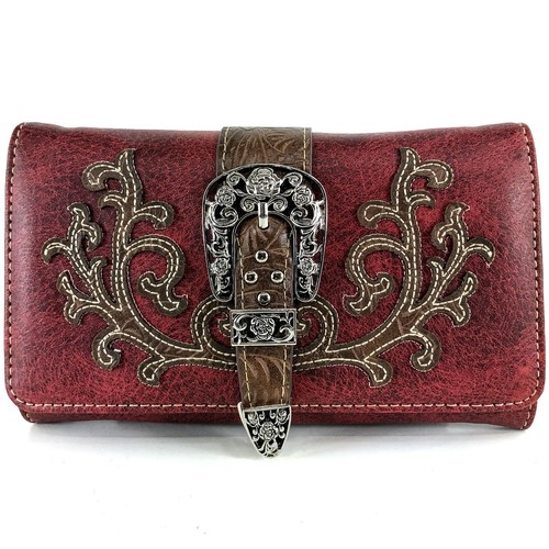 Justin West Western Floral CCW Stud Buckle Concealed Carry Handbag Purse Set - Picture 66 of 131