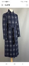 Hobbs Coat Meghan Blue Wool Blend Check Wrap Coat Size Uk 10