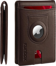 AirTag Mens Slim RFID Blocking Leather Wallet with Bill Compartment