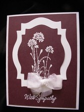 Handmade Burgundy Sympathy Card Using Stampin Up Rhinestones Spellbinders