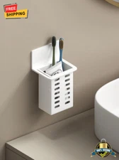 1pc Wall-Mounted Toothbrush Toothpaste Holder with Razor Comb Hooks for Bathroom