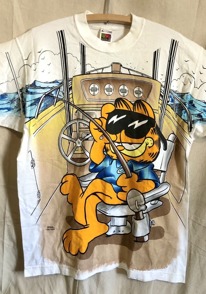 NOS 1996 Garfield Fishing Boat Double-Sided Otis T Shirt AOP Paws