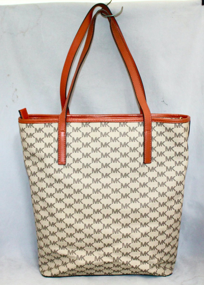 MICHAEL KORS Emry MK Logo Bag Signature Tote Beige Tan