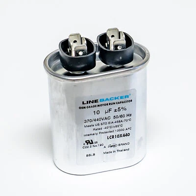 Supco Capacitor Oval Run 10 uf mfd 370/440 Volts for HVAC Motors