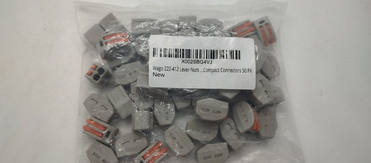 50 pcs WAGO 222-412 COMPACT Splicing Connectors 2 pole Lever Nuts