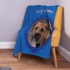 Personalised Blue Dog Design Soft Pet Fleece Throw Blanket